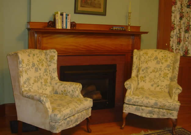bedroom fireplace in Hyde Park B&B