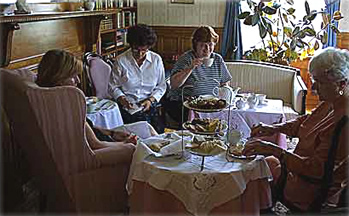 tea room in the library at the Governor's House in Hyde Park Vermont