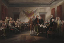 Painting by John Trumbull: Declaration of Independence showing many deligates