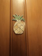 leaded glass pineapple on bedroom door